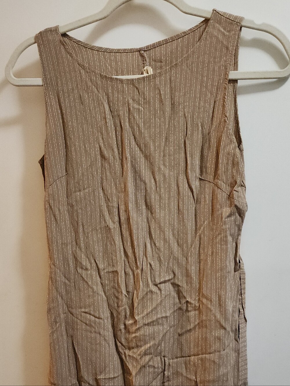 Sleeveless Striped Maxi Dress in Light Brown